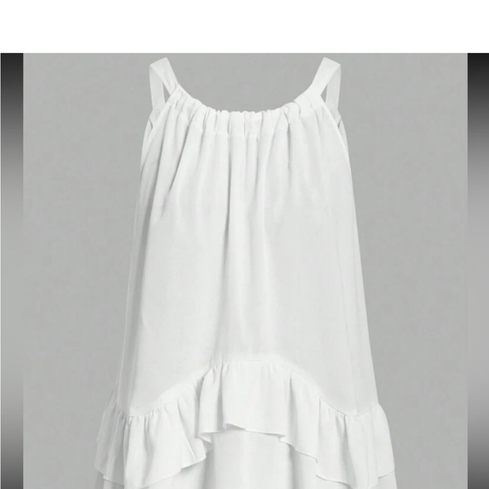Boho White Ruffle Halter Top Blouse Shirt - Picture 4 of 5